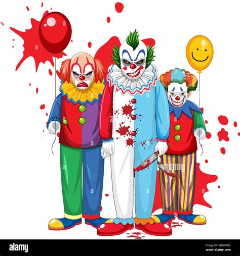 Three Killer Clowns Cartoon Character Illustration Stock Vector Image