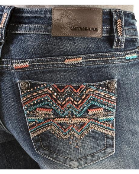 Grace In L A Colorful Tribal Stitch Bootcut Jeans Sheplers Embroidered Clothes Jeans Diy