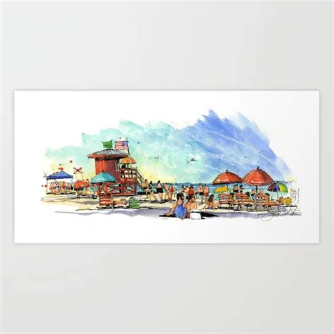 Buy Siesta Key Beach Art Print By Jamesrichardssketchbook Worldwide