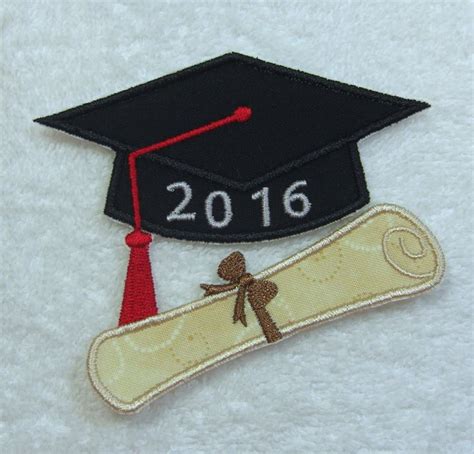 Iron On Graduation Cap 2016 Fabric Embroidered Iron On Applique Patch