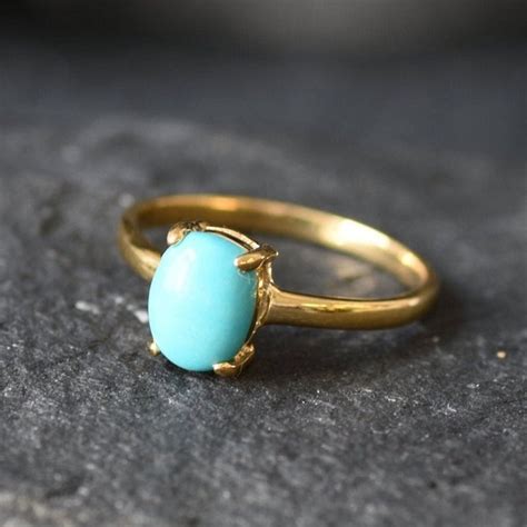 Gold Turquoise Ring Etsy