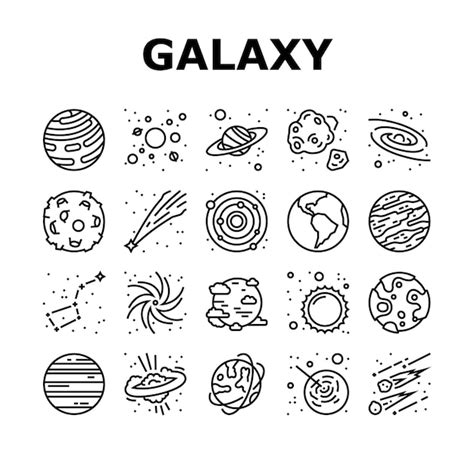 Premium Vector Galaxy System Space Collection Icons Set Vector