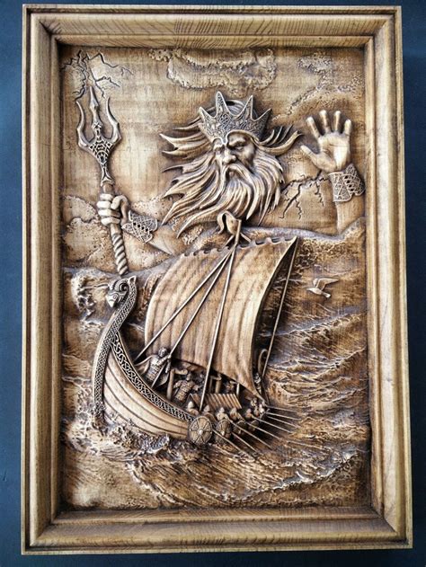 Njord Njörðr Norse God Of Sea And Storms Woodcarving Pagan Etsy Art
