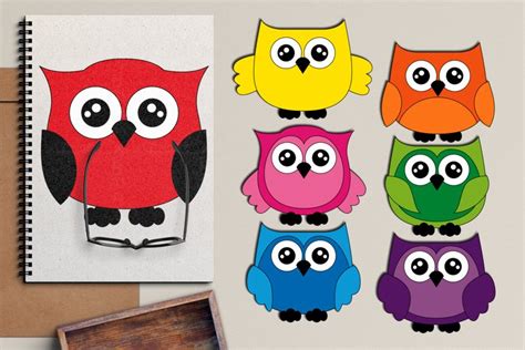 Rainbow Owls Clipart Graphic Illustrations