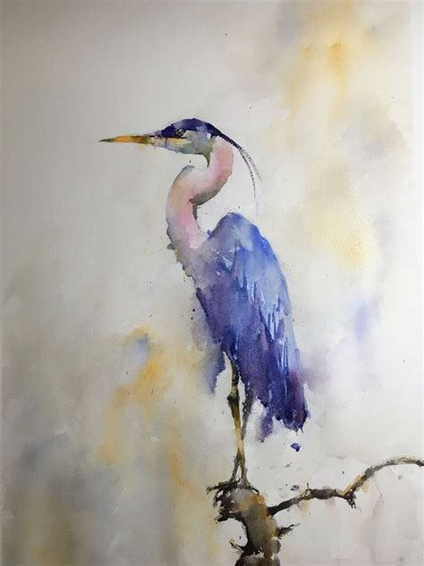 Great Blue Heron Michele Clamp Art Heron Art Bird Watercolor
