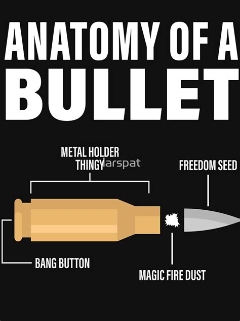 Anatomy Of A Bullet Funny Metal Holder Thingy Bang Button T Shirt T