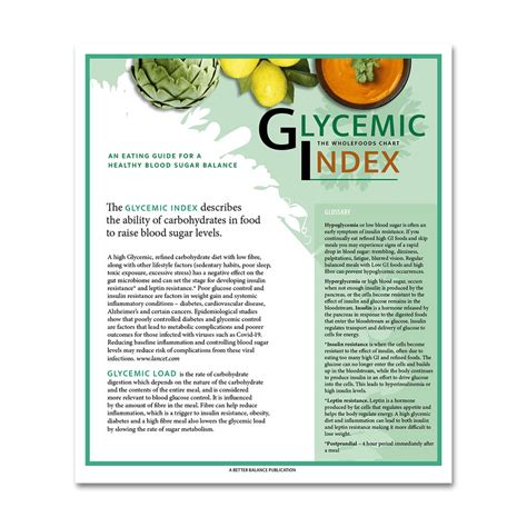 Glycemic Index Chart Nutritional Resources