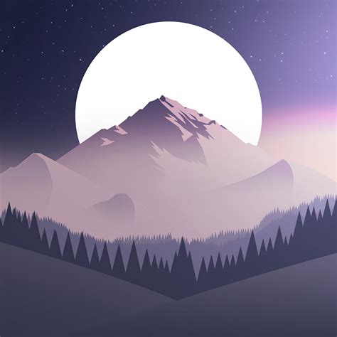 Download Wallpaper 2780x2780 Mountains Moon Forest