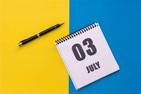 July 3rd Day 3 Of Month Calendar Date Stock Image Image Of Object