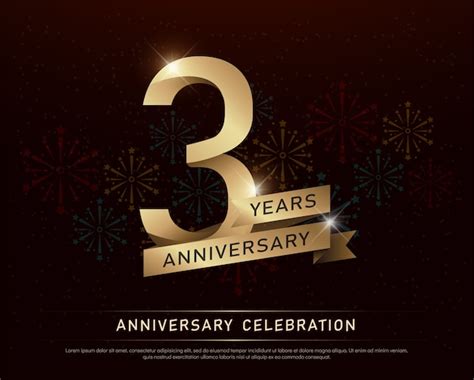 Premium Vector 3rd Years Anniversary Celebration Gold Number