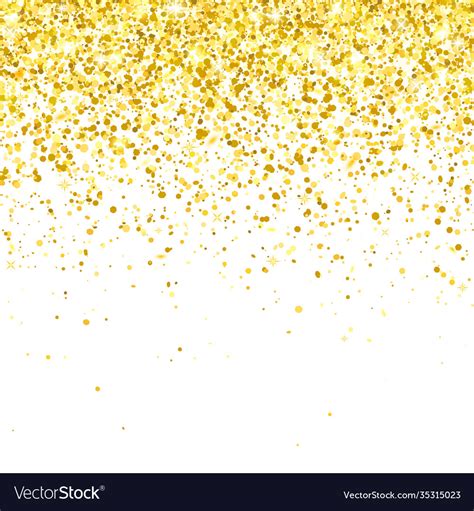 Gold Glitter Falling Particles On White Background