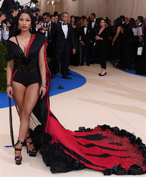 Nicki Minajs Dress At Met Gala Slays In Daring Black And Red Gown