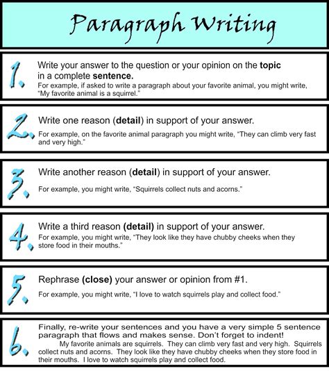 Writing Paragraphs Worksheets