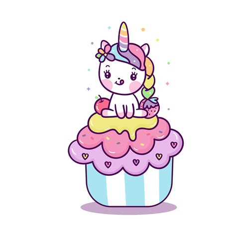 Cute Unicorn On Cupcake 667617 Vector Art At Vecteezy
