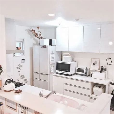 Pure white kitchen filled with tranquility with images. 64 korean kitchen interior design inspiration#design # ...