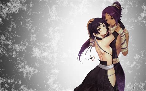 free download hd wallpaper women bleach lesbians shihouin yoruichi two girls anime girls soi
