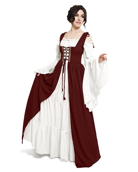 Buy Mythic Renaissance Medieval Irish Costume Over Dress And Cream Chemise Set Xxs Xs Burdy