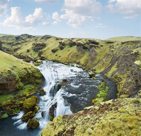 Green Gorge And The River Skoga Iceland Stock Image Image Of