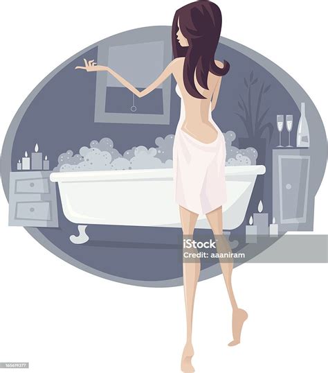 Cartoon Woman In Towel And A Bubble Bath Stock Vector Art And More Images