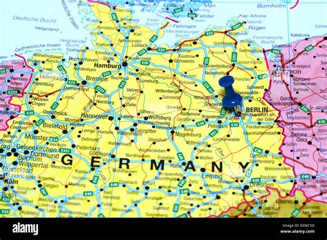Berlin pinned on a map of europe Stock Photo - Alamy