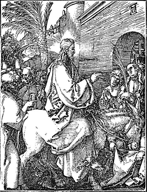 Jesus On The Donkey Palm Sunday Etching Drawing By