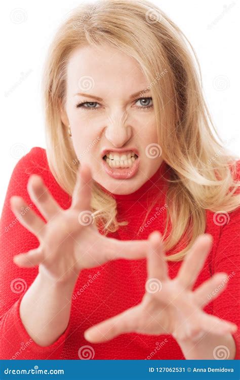 Beautiful Woman With An Angry Expression Close Up Stock Image Image