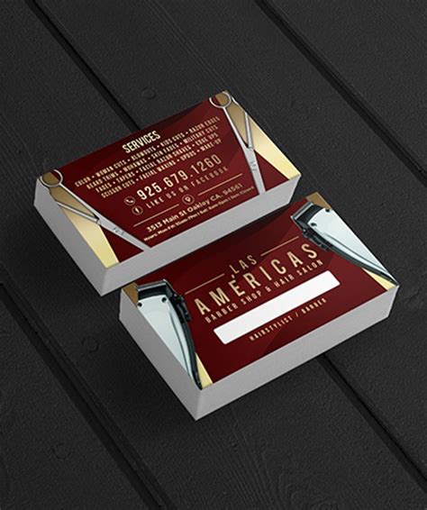 Create business card online that make an impression. Great business card design idea for barber & hair salon ...