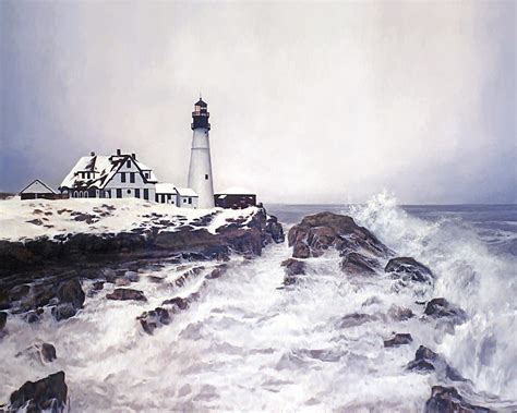 Portland Head Lighthouse Painting By Danny Hahlbohm Pixels