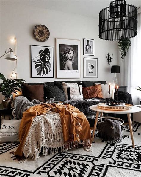 30 Black And White Living Room Ideas Fall Living Room Decor Bohemian