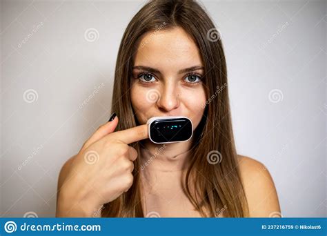 Cute Girl At Home With A Pulse Oximeter On Her Finger Stock Image Image Of Care Check 237216759