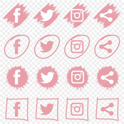 Conjunto De Iconos De Redes Sociales Rosa PNG Dibujos Redes Sociales