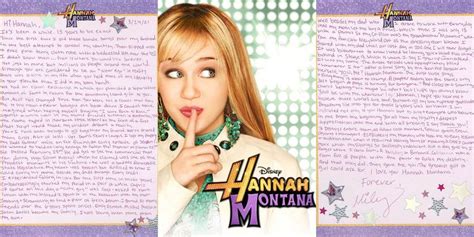 Miley Cyrus Shares A Hand Written Letter To Hannah Montana On Th Anniversary Of Disney
