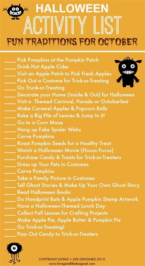 Halloween Activity List Printable