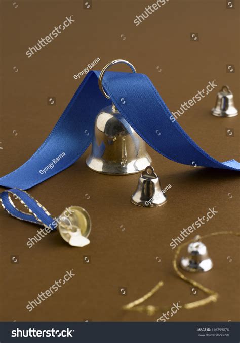 Silver Christmas Bell Blue Ribbon On Stock Photo (Edit Now) 116299876