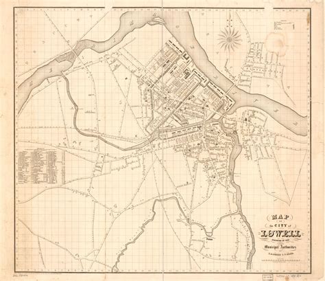 Map Of The City Of Lowell Surveyed In 1841 By Order Of The Municipal