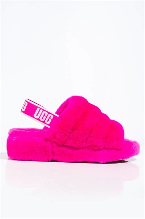 ugg fur fluff yeah sheepskin slingback slippers in pink save 54 lyst
