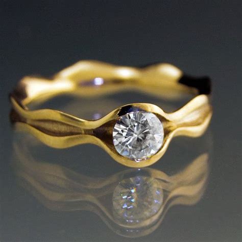 Moissanite Wave Wedding Or Engagement Ring In 14k Or 18k