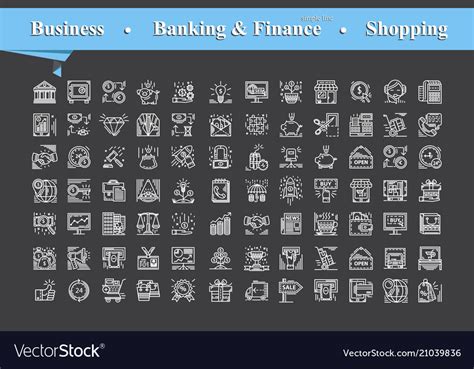 Modern Of Thin Line White Icons Set For Business Vector Image