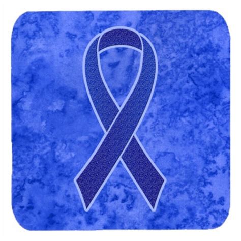 35 X 35 In Dark Blue Ribbon For Colon Cancer Awareness Foam Coasters
