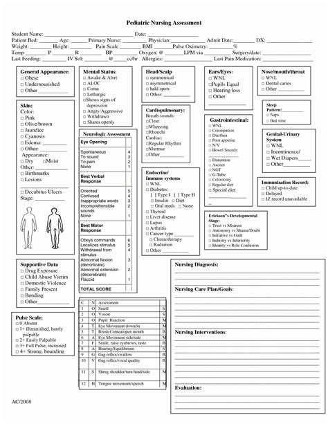 Head To Toe Assessment Template