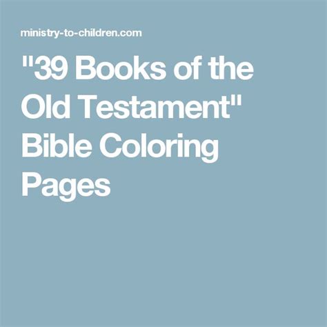 “39 Books Of The Old Testament” Bible Coloring Pages With Images