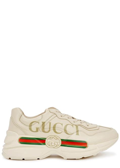 Gucci Rhyton Logo Print Leather Sneakers In Ivory White Lyst