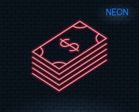 Neon light. Cash money line icon. Banking currency sign. Dollar.. | Money logo, Neon, Neon wallpaper