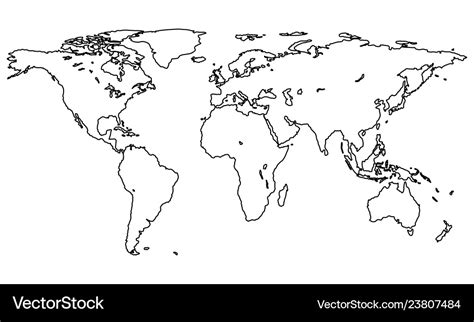 Contour World Map Royalty Free Vector Image Vectorstock