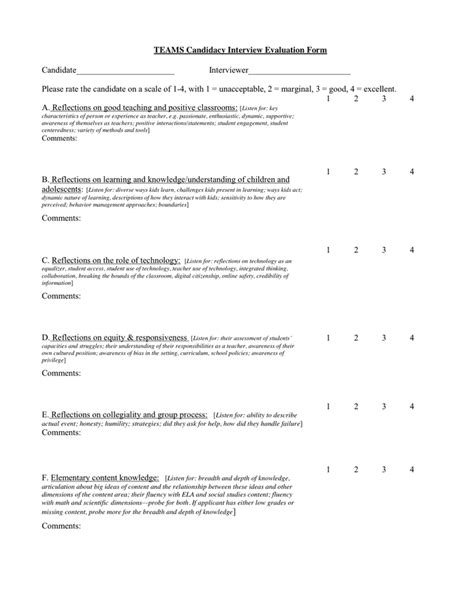 Candidate Interview Evaluation Form In Word And Pdf Formats