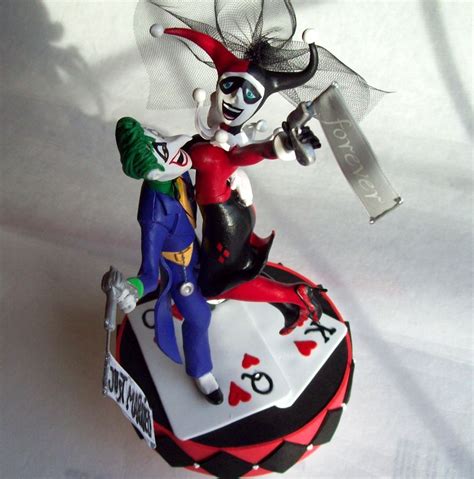 Hand Made The Joker And Harley Quinn Wedding Cake Topper By Kharygoarts