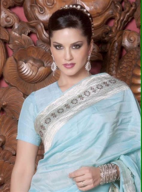 Sunny Leone Bollywood Indian Popular Actress And Model Wear Beautiful Cute Saree New Photo Shoot