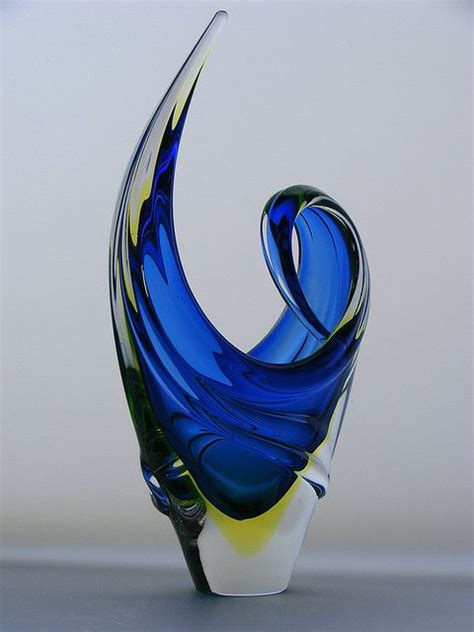 Blue Glass Art Glass Art Sculpture Blown Glass Art Broken Glass Art