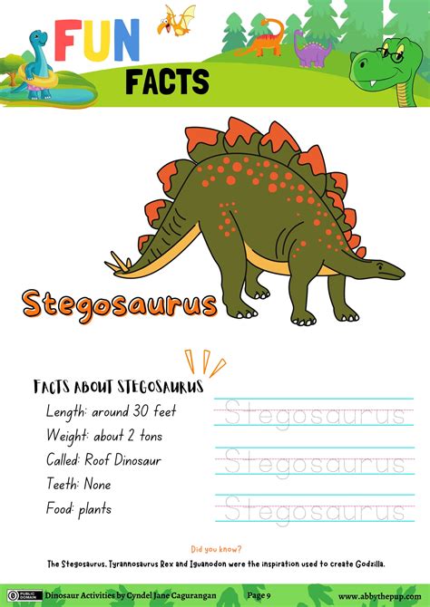 Fun Facts About Stegosaurus Worksheet Free Printable Puzzle Games