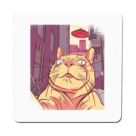 Cat Selfie Meme Coaster Drink Mat Graphic Gear